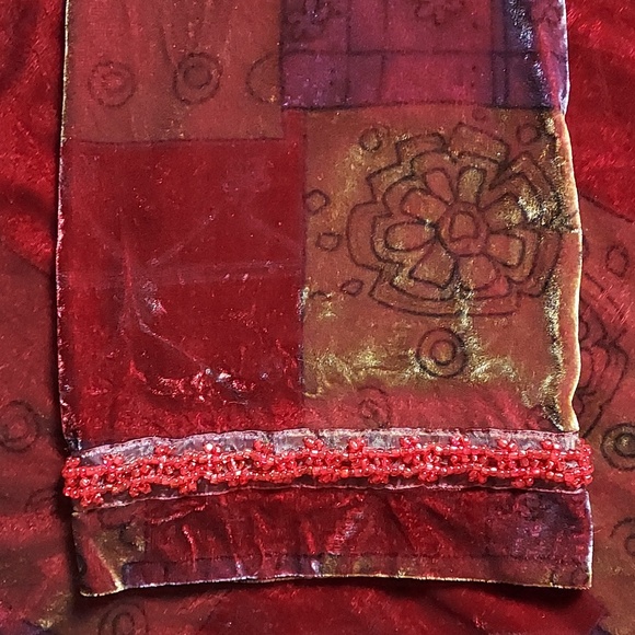 Soma Vintage Velvet Multi-Colored Embellished Patchwork Robe - Picture 7 of 9